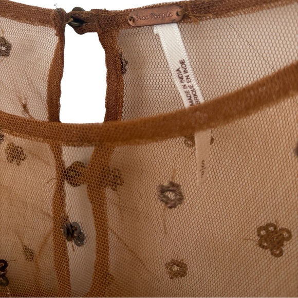 FREE PEOPLE Bronze Sequins Sheer Ruffle Top, size small - Picture 6 of 10